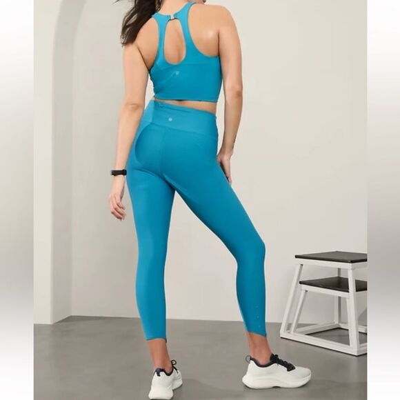 NWT New ATHLETA Pacesetter 7/8 High Rise Tight Legging Teal Blue M - Picture 6 of 8